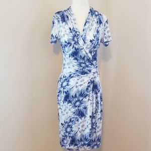 Blue Tie-dye Karen Kane Faux Wrap Dress